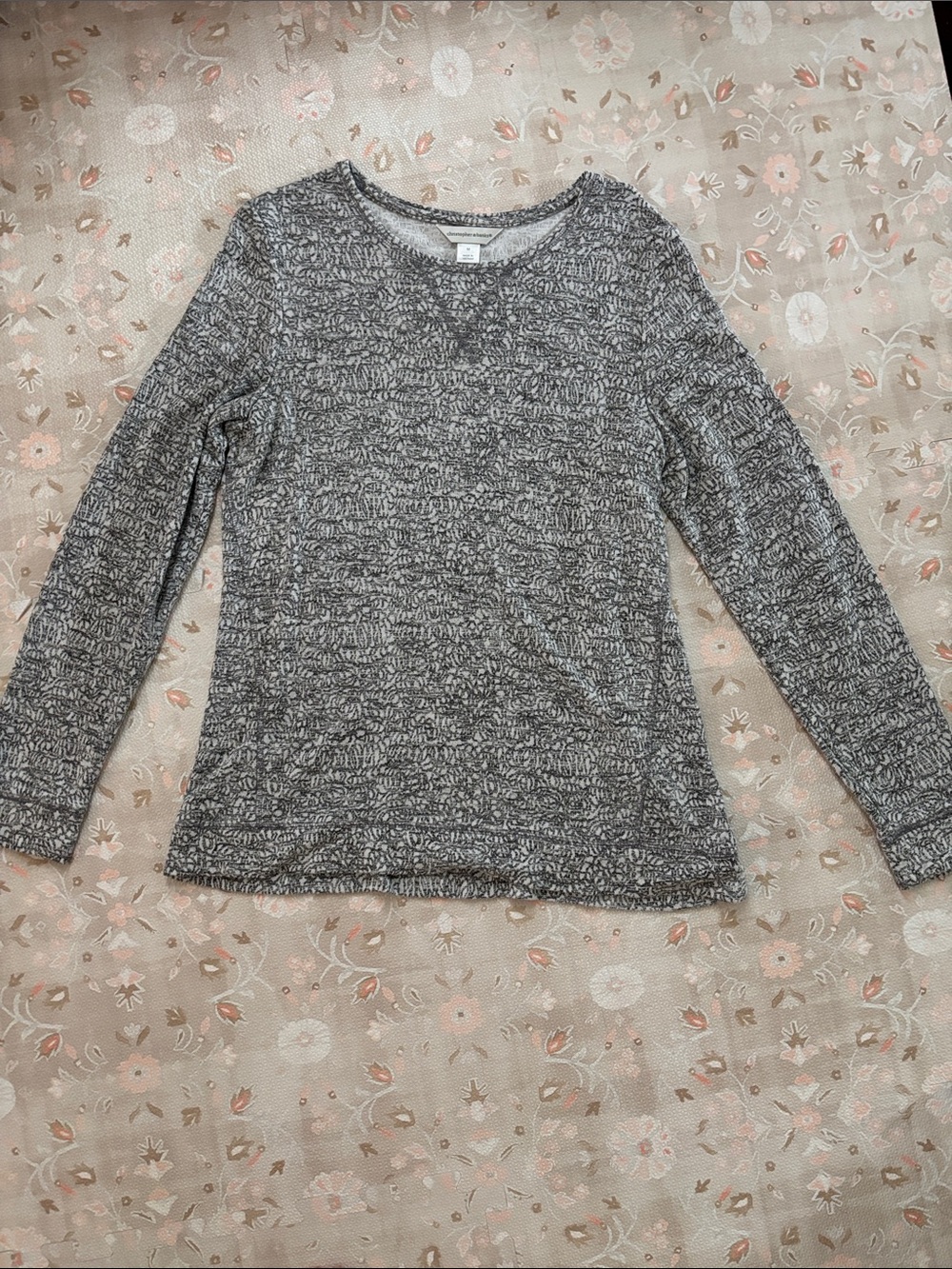 Christopher & Banks Heather Gray Long-Sleeve Textured Knit Top